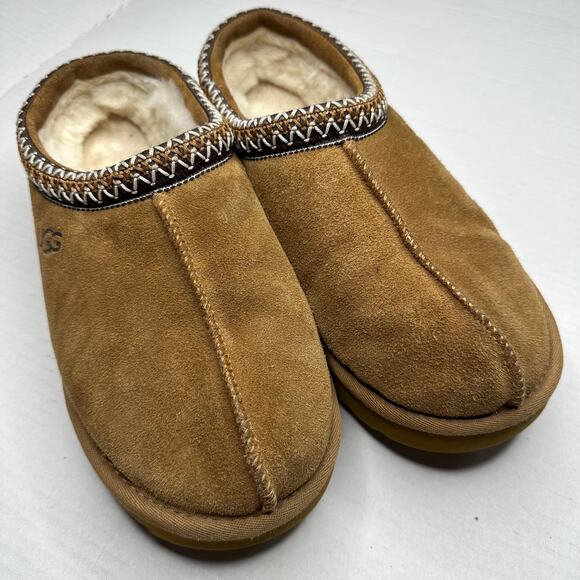 Sz 10 UGG Tasman Slippers Chestnut Brown Suede Shearling Classic Slip-On Cozy - Picture 2 of 10